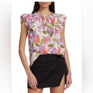 Ramy Brook Multicolor Floral Ruffle Blouse